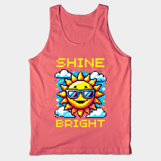 Pixel Sun Smile - Vibrant Retro Sunshine Tank Top by Pixel Punkster